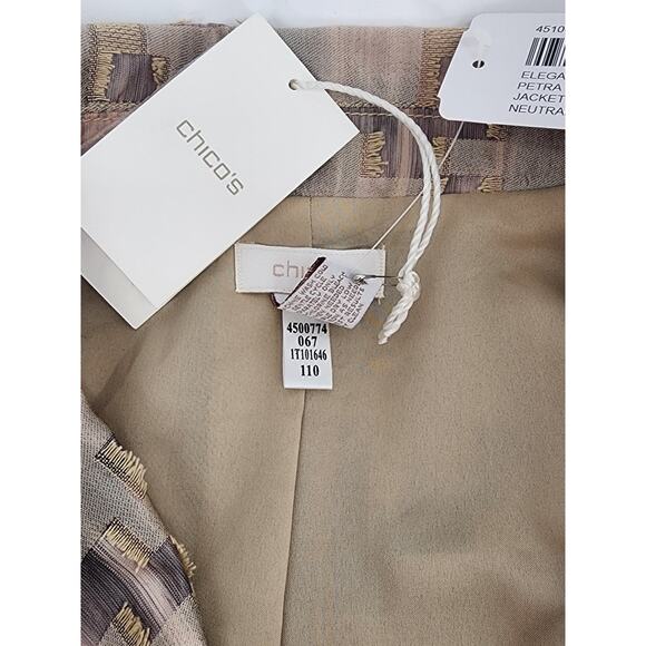 Chico’s Elegant Print Petra Jacket Ivory Purple Gray Size 2 (L/12) - Picture 8 of 10